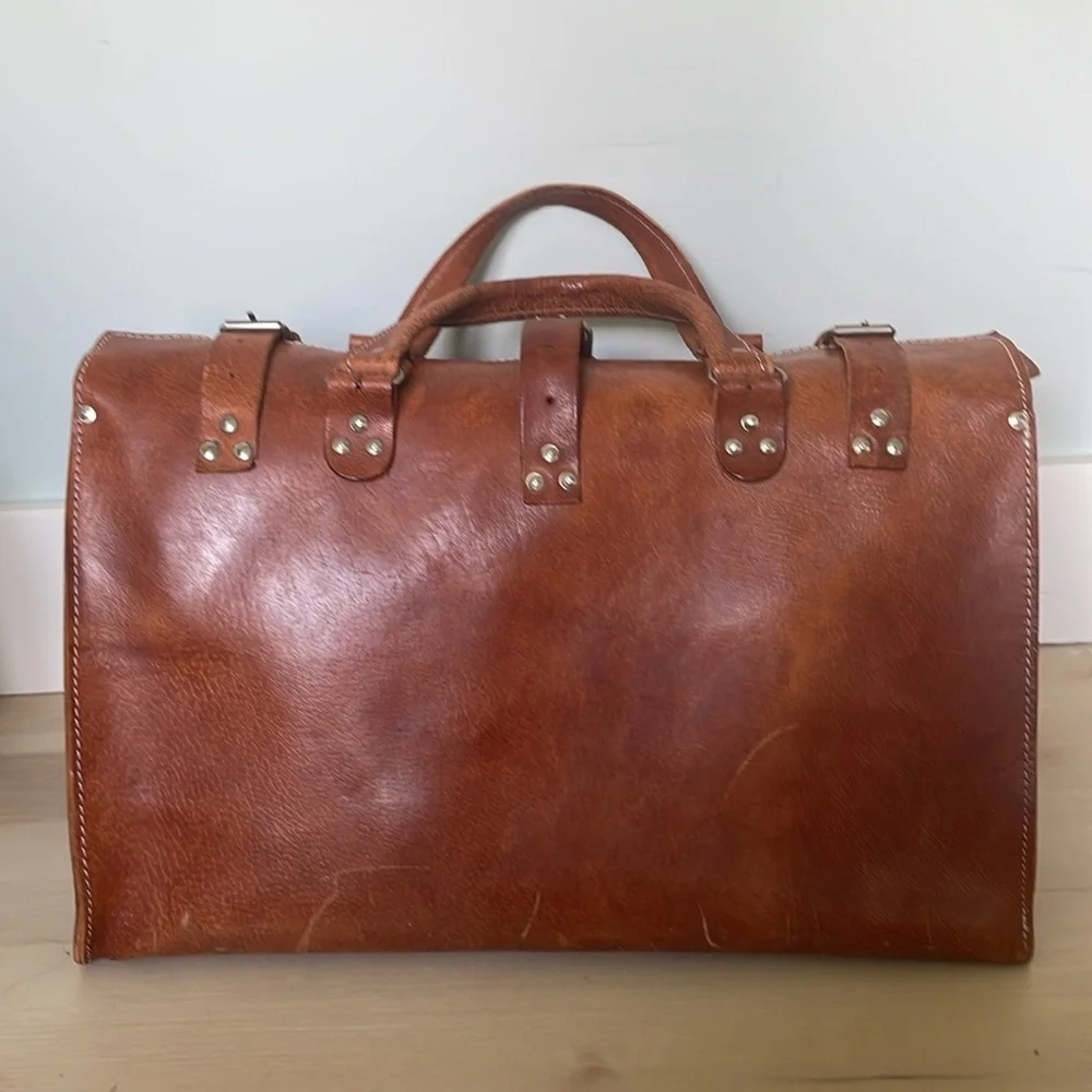 Vintage genuine Leather weekender travel bag